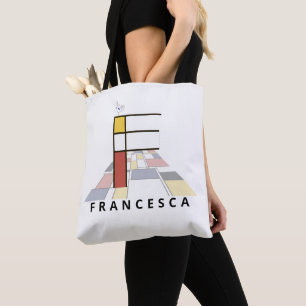 Bolso De Tela Encantador Monograma Estilo Neoplasticismo. Letra