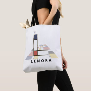 Bolso De Tela Encantador Monograma Estilo Neoplasticismo. Letra