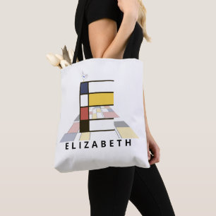 Bolso De Tela Encantador Monograma Estilo Neoplasticismo. Letra