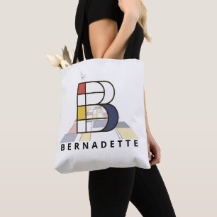 Bolso De Tela Encantador Monograma Estilo Neoplasticismo. Letra