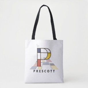 Bolso De Tela Encantador Monograma Estilo Neoplasticismo. Letra
