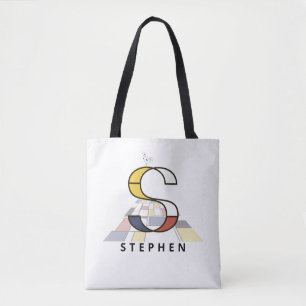 Bolso De Tela Encantador Monograma Estilo Neoplasticismo. Letra 