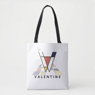 Bolso De Tela Encantador Monograma Estilo Neoplasticismo. Letra