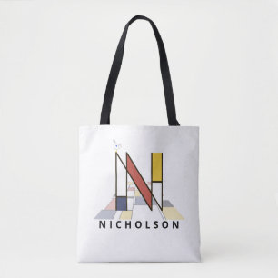 Bolso De Tela Encantador Monograma Estilo Neoplasticismo. Letra
