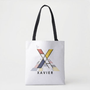 Bolso De Tela Encantador Monograma Estilo Neoplasticismo. Letra