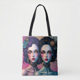 Bolso De Tela Encantador retrato de hermanas gemelas Tote Bag