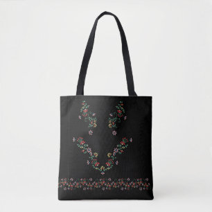 Bolso De Tela Encantador Tote Borde de Floral