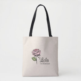 Bolso De Tela Encantador Tote de dama de honor rosa rosa - Nombr