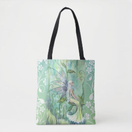 Bolso De Tela Encantadora Hada en Jardín Verde por Molly Harriso