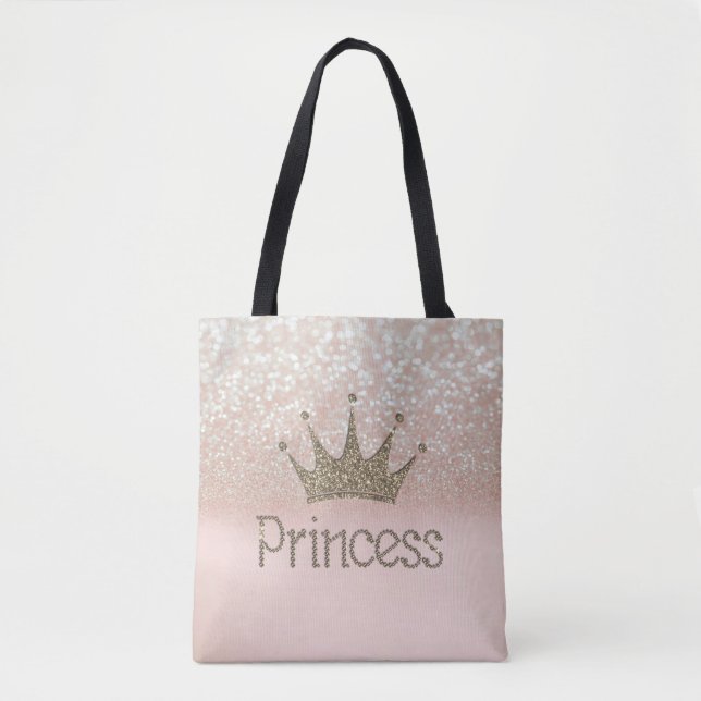 Bolso De Tela Encantadora Tiara, princesa, Purpurina Bokeh (Anverso)