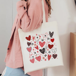 Bolso De Tela Encantadores corazones artísticos de amor