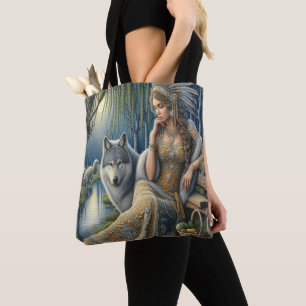 Bolso De Tela Encantamiento de la luna en el bosque místico