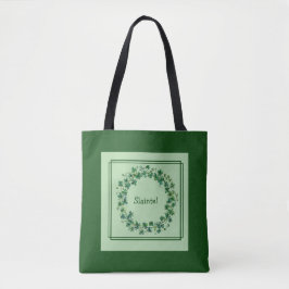 Bolso De Tela Encanto Celta: Corona de Trébol y Bendición Gaélic