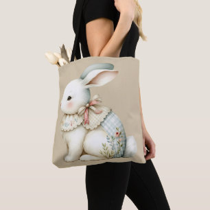 Bolso De Tela Encanto de Conejo Cottagecore Tote