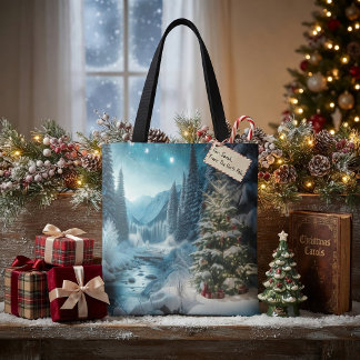 Bolso De Tela Encanto Navideño Atemporal: Tarjeta de Navidad Vin