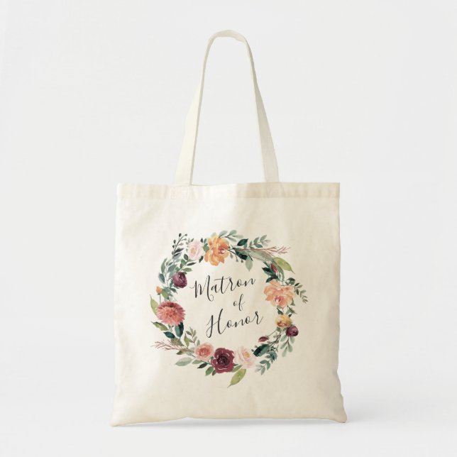 Bolso De Tela Encanto Rústico | Matrón de honor (Frente)
