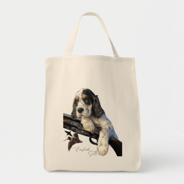 Bolso De Tela Encendedor de inglés, lindo cachorro café con másc (Frente)