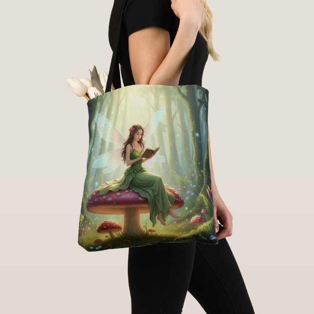 Bolso De Tela Enchanted Day Fairy Reading a Book (Detalle)