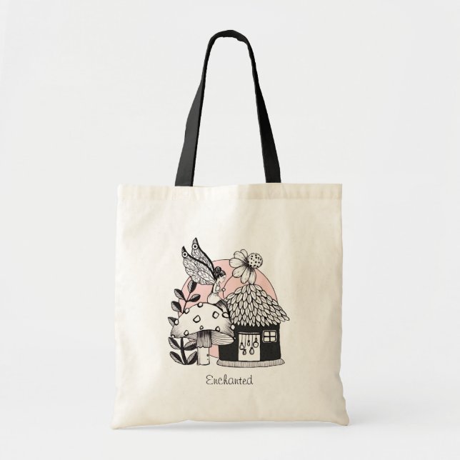 Bolso De Tela Enchanted Fairy And Fairy House (Frente)