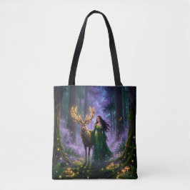 Bolso De Tela Enchanted Forest Guardian & Majestic Deer Tote Bag