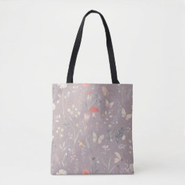 Bolso De Tela Enchanted Garden Wildflower Butterfly Botanical