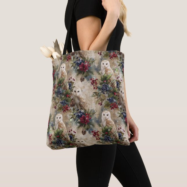 Bolso De Tela Enchanting Floral Owl (Detalle)