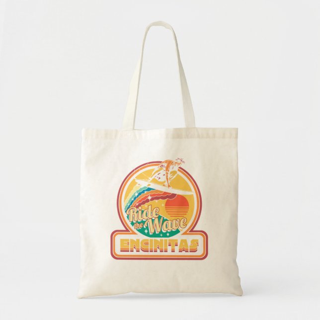 Bolso De Tela Encinitas California montan el Wave Surfing Retro  (Frente)