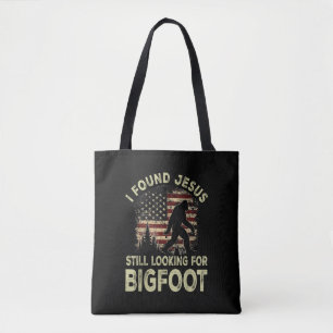 Bolso De Tela Encontré a Jesús todavía buscando Bigfoot Divertid
