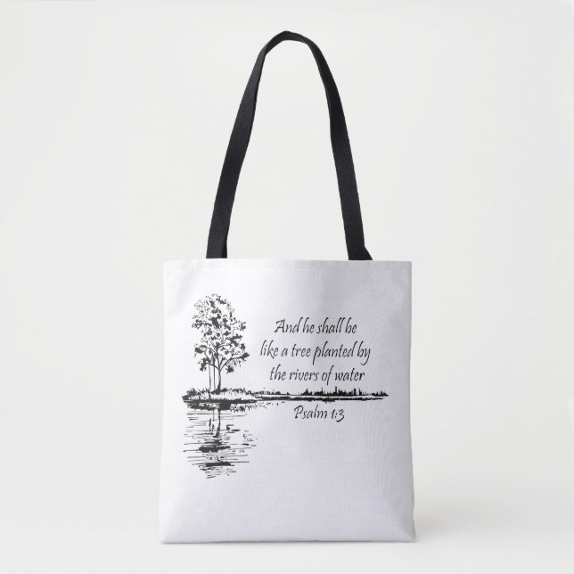 Bolso De Tela Encouraging Scripture Psalm 1:3  (Anverso)