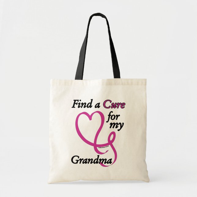 Bolso De Tela Encuentra una cura/corazón/abuela... Cáncer de mam (Frente)
