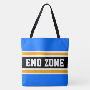 Bolso De Tela END ZONE Azul Brillante Naranja Negro Rayas de Car