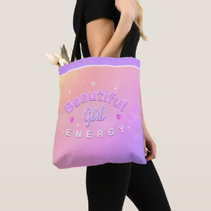 Bolso De Tela Energía de niña hermosa texto curvo