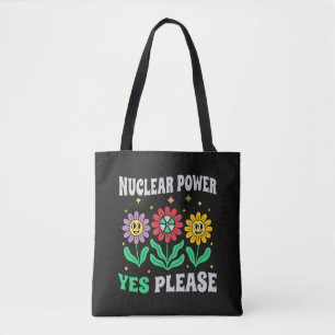 Bolso De Tela Energía nuclear sí, por favor, flores sonrientes