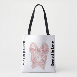 Bolso De Tela Energía Suave de Mamá Diseño de Lazo Coquette Rosa
