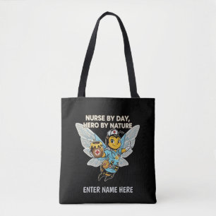 Bolso De Tela Enfermera Abeja Héroe Caricatura Retro Médica Asis