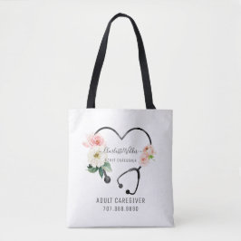 Bolso De Tela Enfermera Caregiver Estetoscopio Floral Promociona