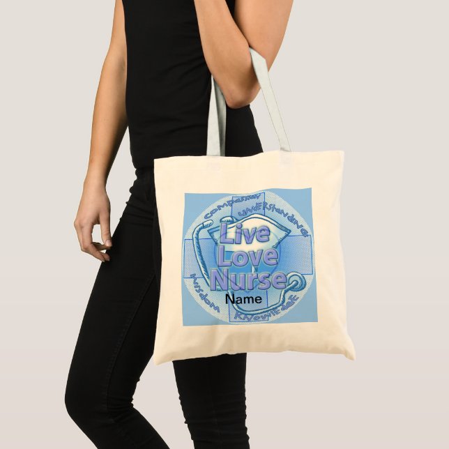 Bolso De Tela enfermera de amor en vivo azul (Anverso (producto))