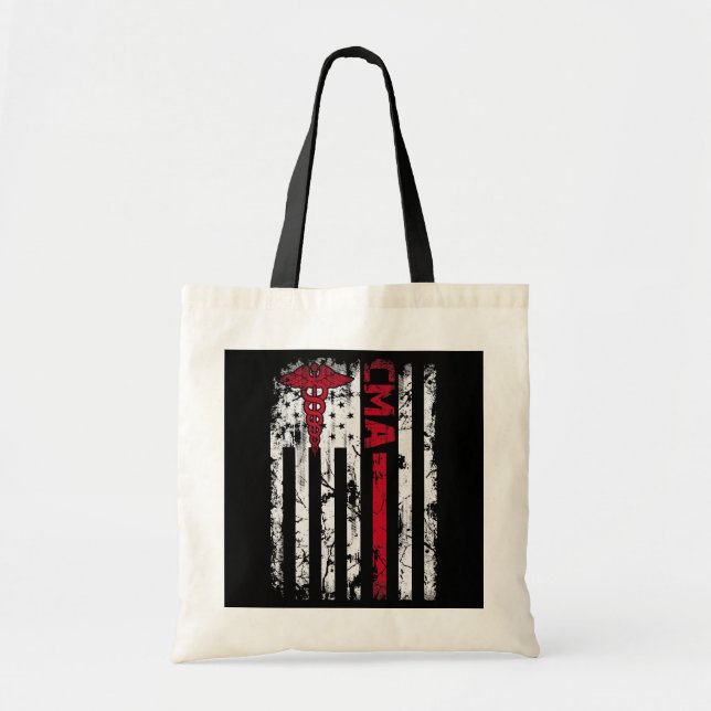 Bolso De Tela Enfermera de Bandera de los Estados Unidos, asiste (Frente)