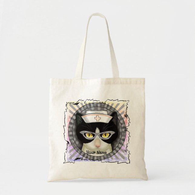 Bolso De Tela Enfermera de gato esmoquin (Frente)