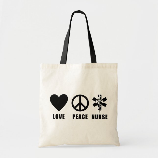 Bolso De Tela Enfermera de la paz del amor (Frente)