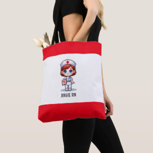 Bolso De Tela Enfermera de manga con Personalizado de ojos azule