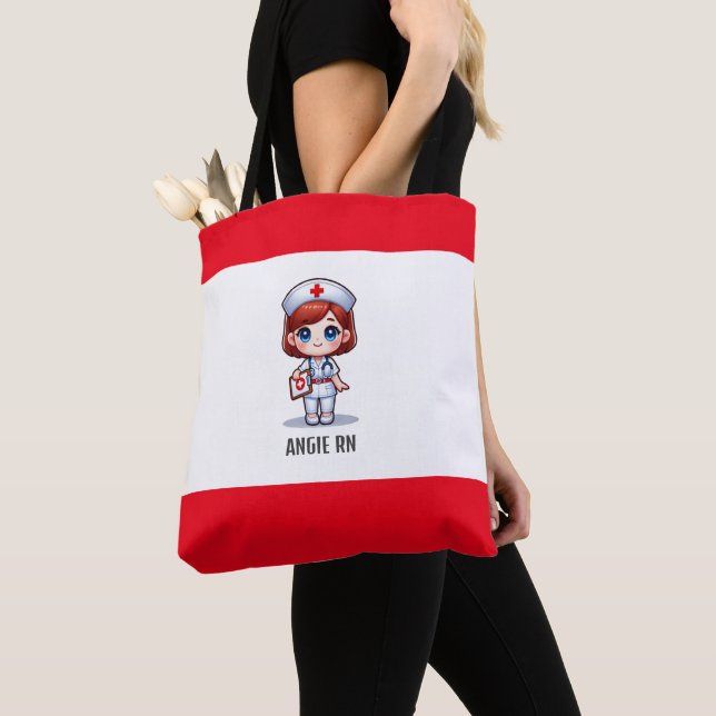 Bolso De Tela Enfermera de manga con Personalizado de ojos azule (Detalle)