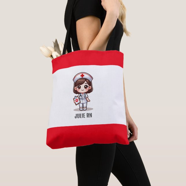 Bolso De Tela Enfermera de manga con Personalizado de ojos marro (Detalle)