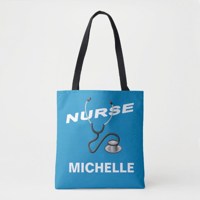 Bolso De Tela Enfermera de nombre de personalizable (Anverso)