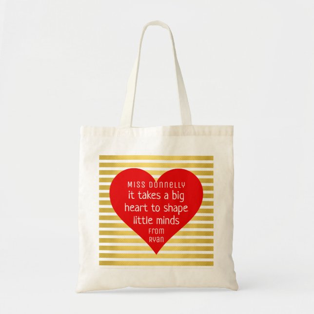 Bolso De Tela Enfermera de oro Gracias profesor Bag Red BIG HEAR (Frente)