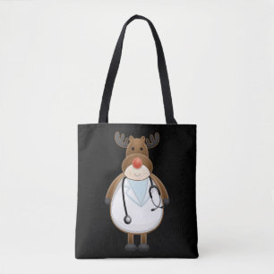 Bolso De Tela Enfermera de renos con estetioscopio