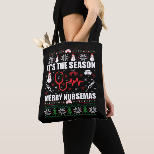Bolso De Tela Enfermera de suéter navideño de Ugly Merry