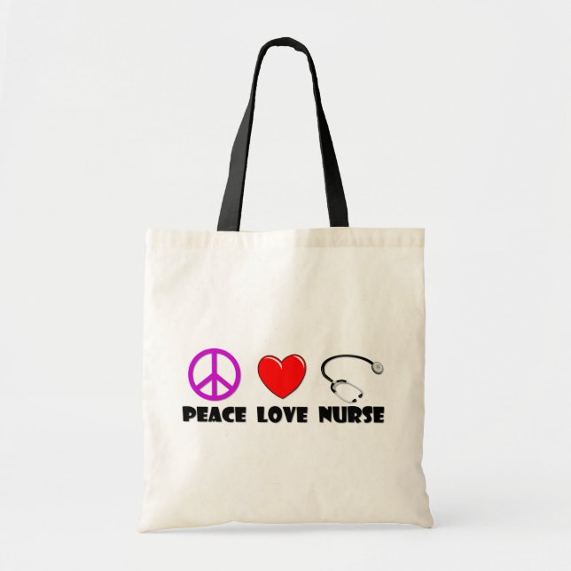Bolso De Tela Enfermera del amor de la paz (Frente)