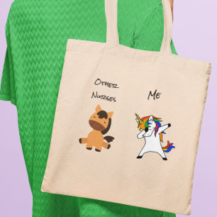 Bolso De Tela Enfermera divertida Dabbing Unicorn