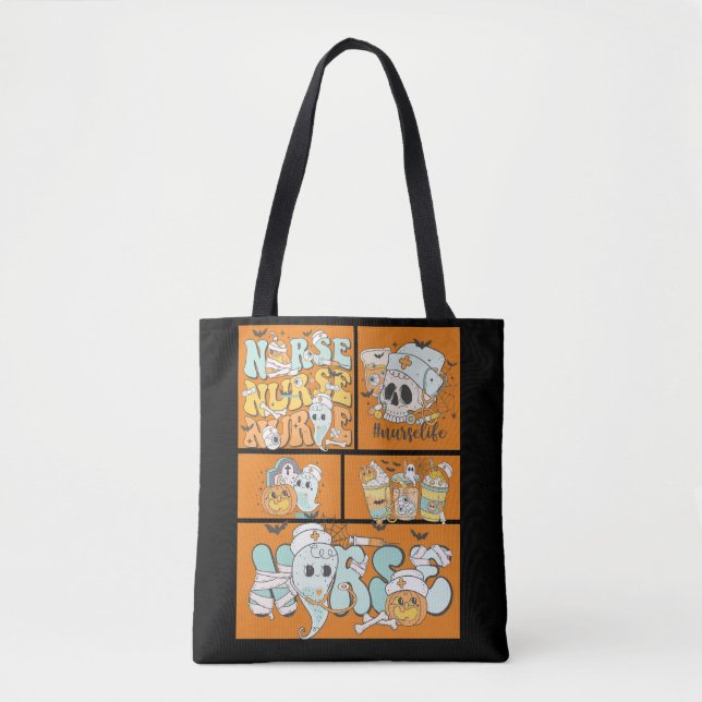 Bolso De Tela Enfermera divertida Naranja de Halloween Tile Cami (Anverso)